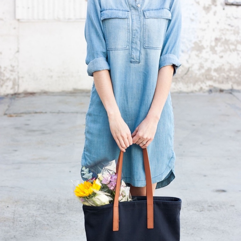JCrew Drapey Chambray Shirt dress Mediurm